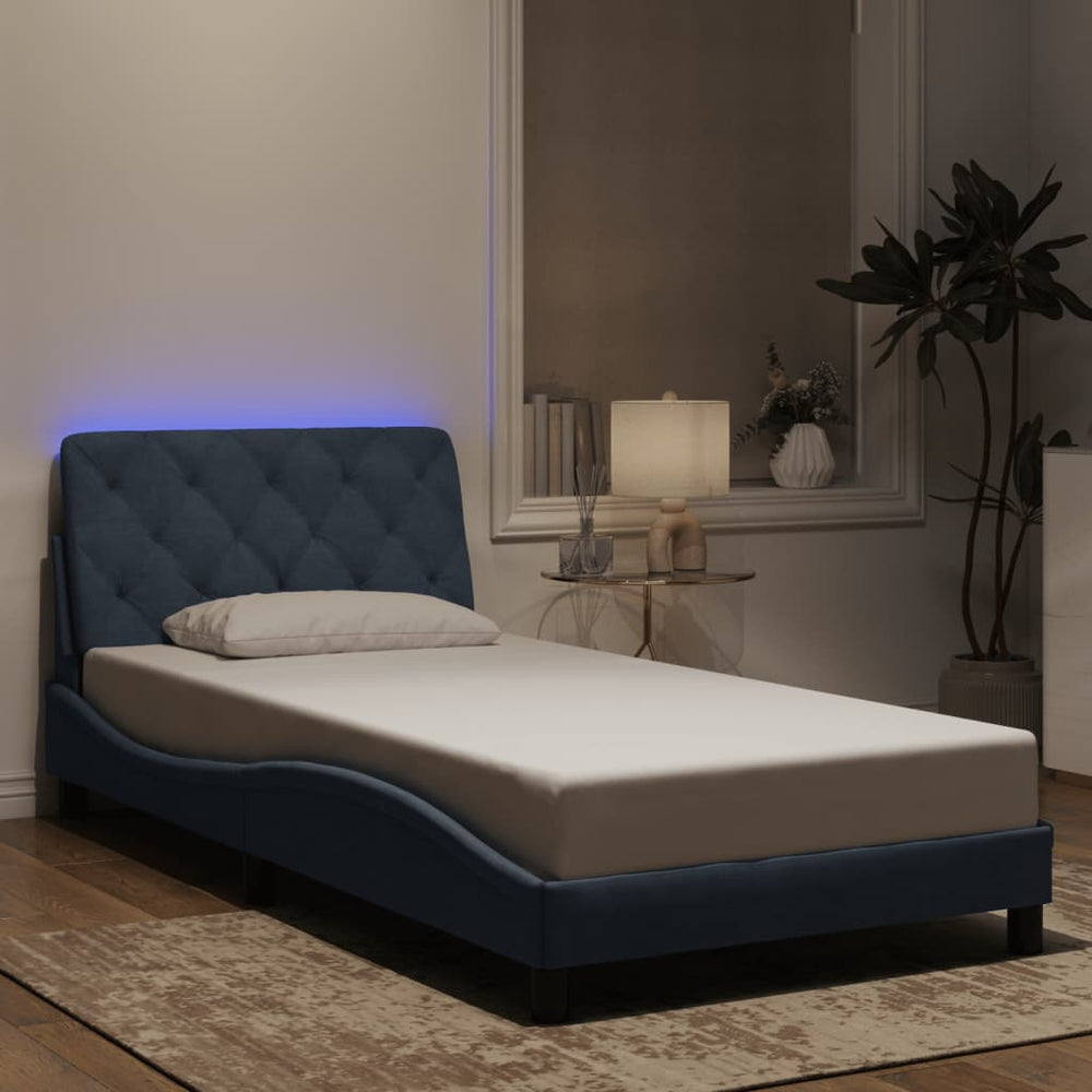 vidaXL LED Bed Frame without Mattress Dark Gray 100x200 cm Velvet
