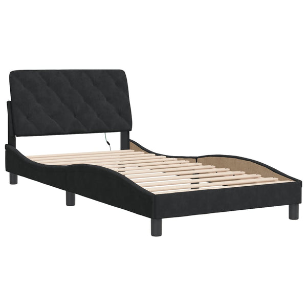 vidaXL LED Bed Frame without Mattress Black 100x200 cm Velvet