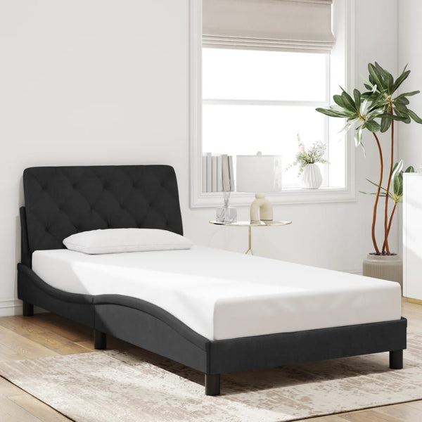 vidaXL LED Bed Frame without Mattress Black 100x200 cm Velvet