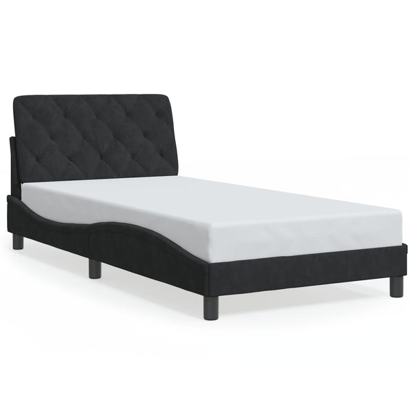 vidaXL LED Bed Frame without Mattress Black 100x200 cm Velvet