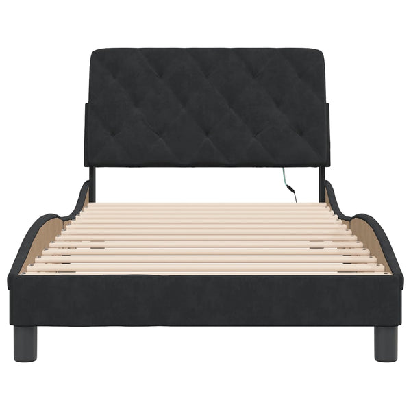 vidaXL LED Bed Frame without Mattress Black 100x200 cm Velvet