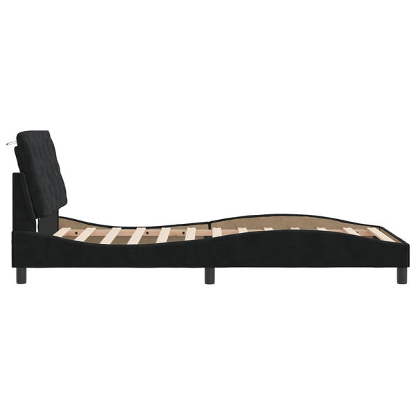 vidaXL LED Bed Frame without Mattress Black 100x200 cm Velvet