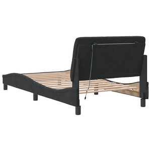 vidaXL LED Bed Frame without Mattress Black 100x200 cm Velvet
