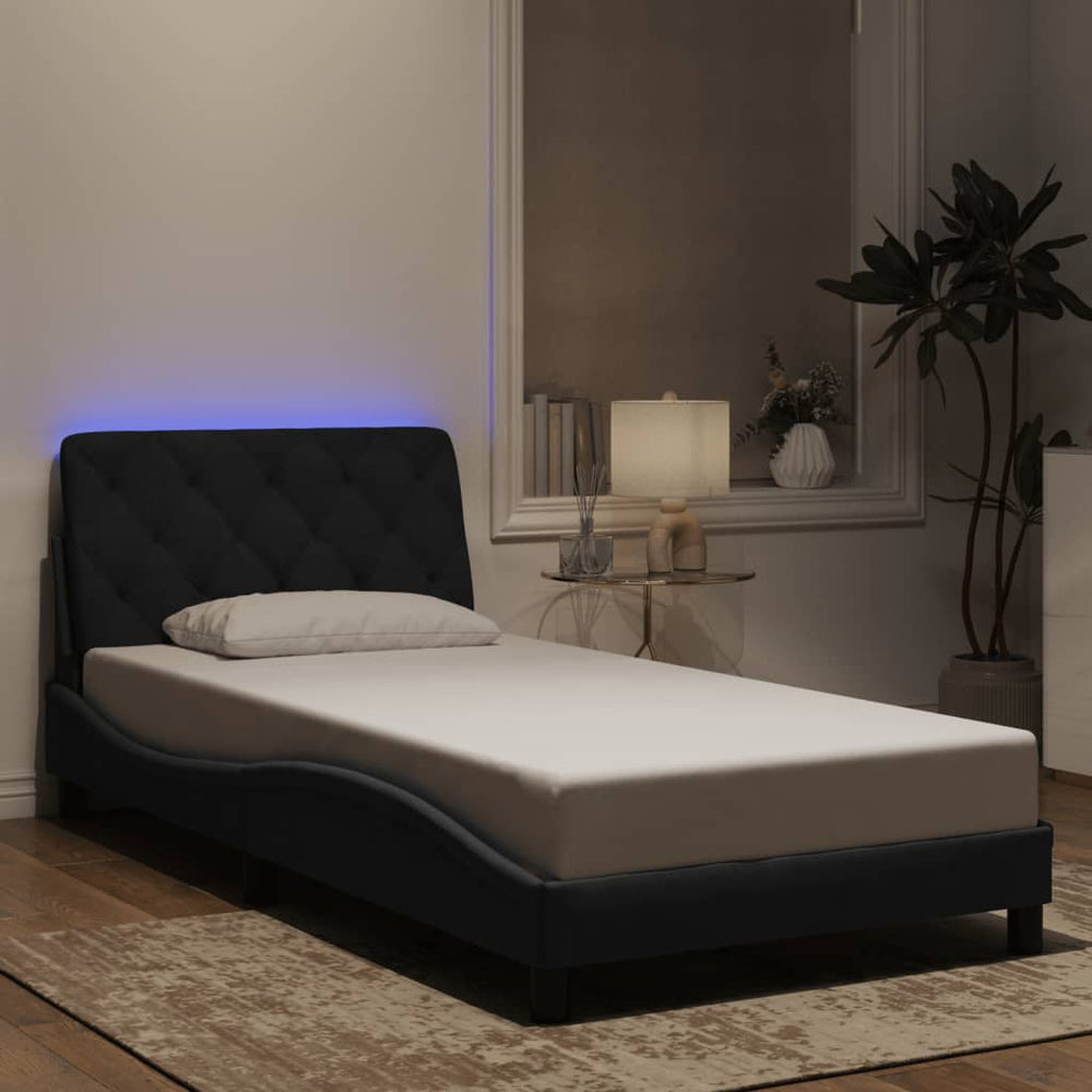 vidaXL LED Bed Frame without Mattress Black 100x200 cm Velvet