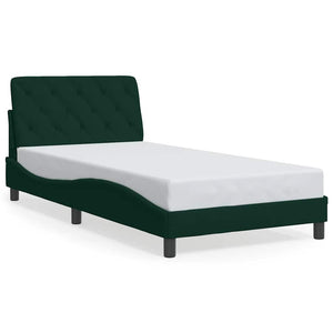 vidaXL LED Bed Frame without Mattress Dark Green 100x200 cm Velvet