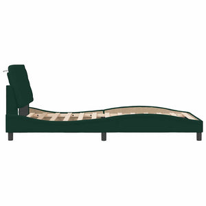 vidaXL LED Bed Frame without Mattress Dark Green 100x200 cm Velvet