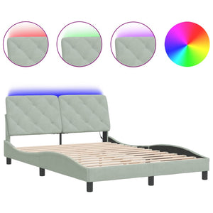 vidaXL LED Bed Frame without Mattress Light Gray 120x200 cm Velvet