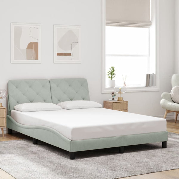 vidaXL LED Bed Frame without Mattress Light Gray 120x200 cm Velvet
