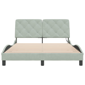 vidaXL LED Bed Frame without Mattress Light Gray 120x200 cm Velvet