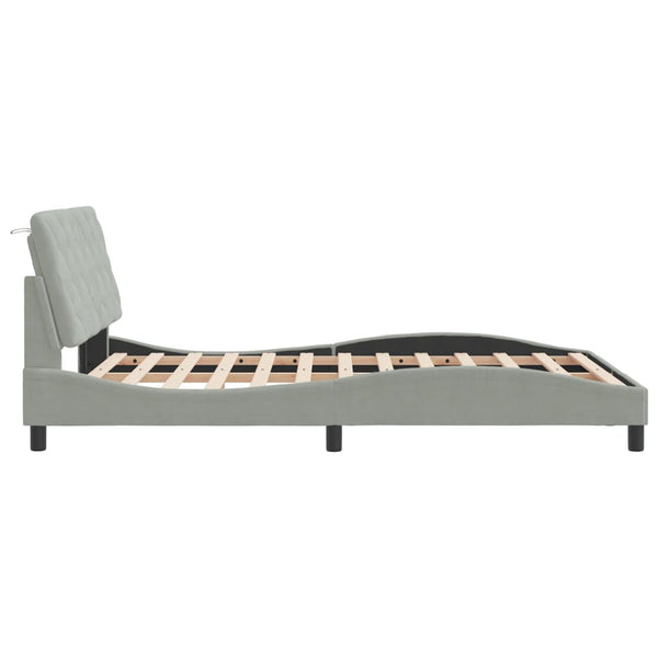 vidaXL LED Bed Frame without Mattress Light Gray 120x200 cm Velvet