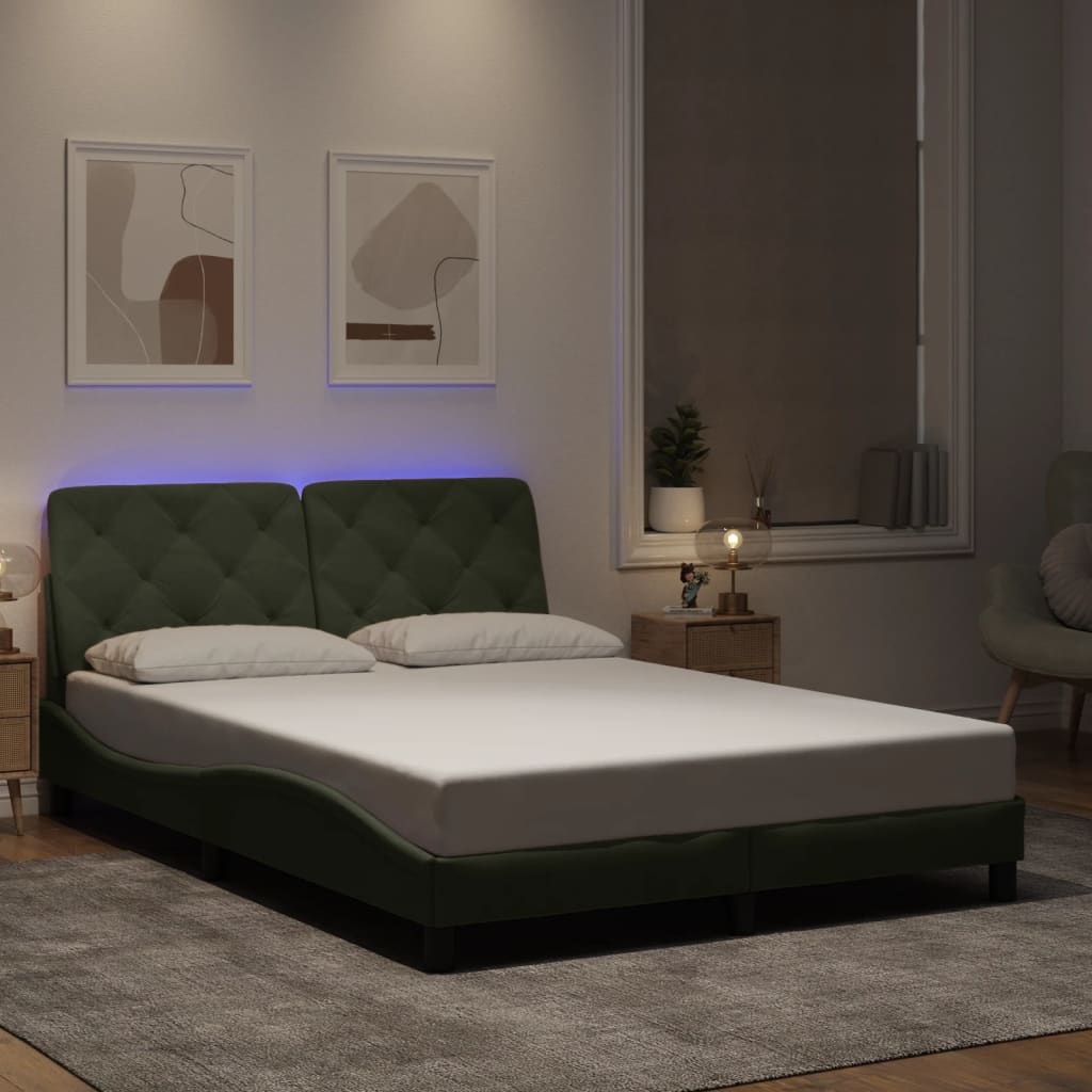 vidaXL LED Bed Frame without Mattress Light Gray 120x200 cm Velvet