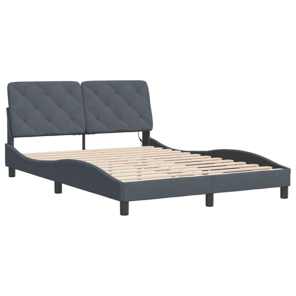 vidaXL LED Bed Frame without Mattress Dark Grey 120x200 cm Velvet