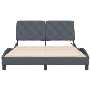 vidaXL LED Bed Frame without Mattress Dark Grey 120x200 cm Velvet