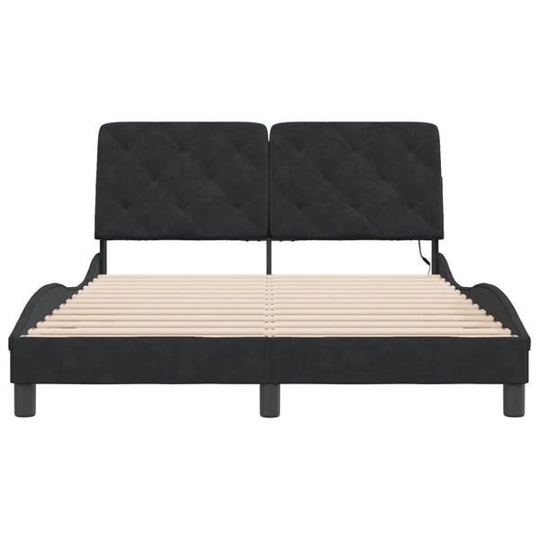 vidaXL LED Bed Frame without Mattress Black 120x200 cm Velvet