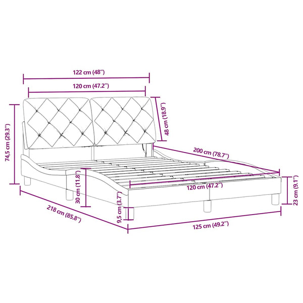 vidaXL LED Bed Frame without Mattress Blue 120x200 cm Velvet