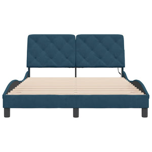 vidaXL LED Bed Frame without Mattress Blue 120x200 cm Velvet