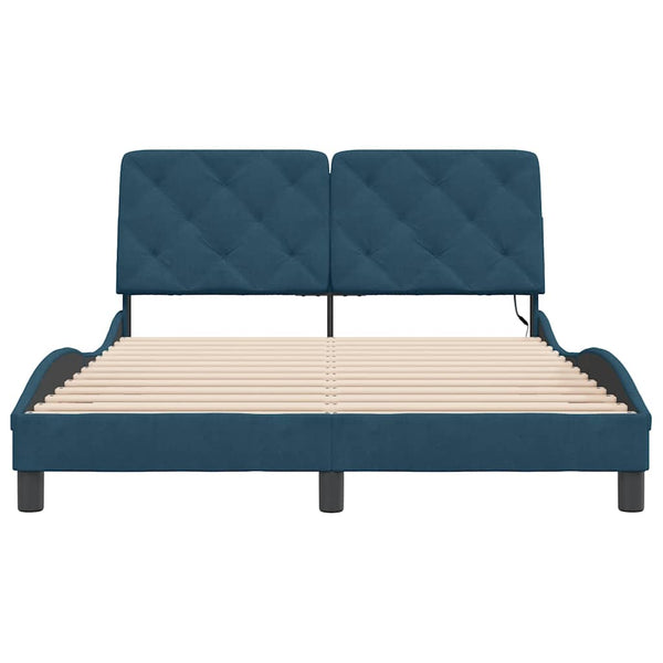 vidaXL LED Bed Frame without Mattress Blue 120x200 cm Velvet