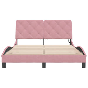 vidaXL LED Bed Frame without Mattress Pink 120x200 cm Velvet