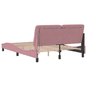 vidaXL LED Bed Frame without Mattress Pink 120x200 cm Velvet