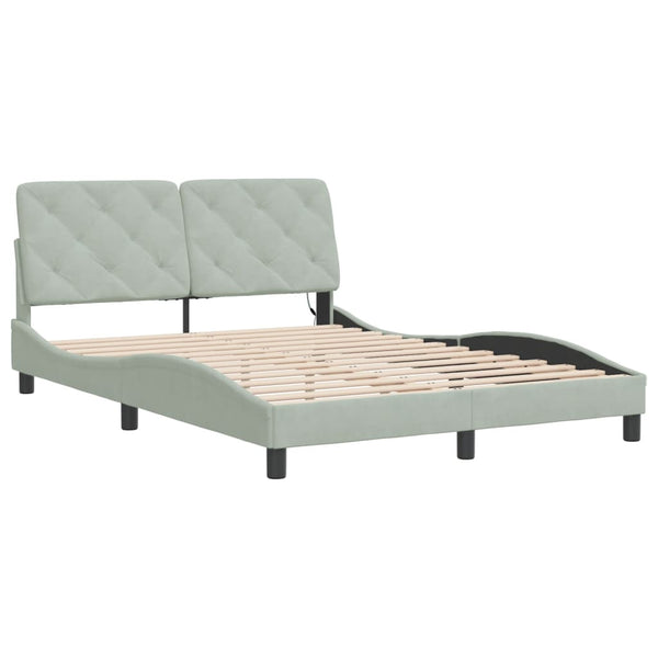 vidaXL LED Bed Frame without Mattress Light Grey 140x190 cm Velvet