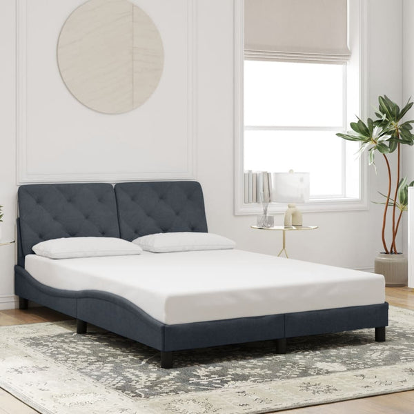 vidaXL LED Bed Frame without Mattress Dark Grey 140x190 cm Velvet