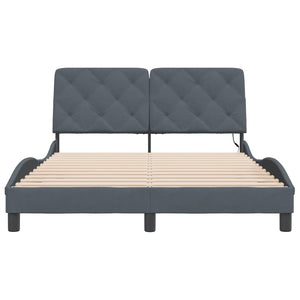 vidaXL LED Bed Frame without Mattress Dark Grey 140x190 cm Velvet