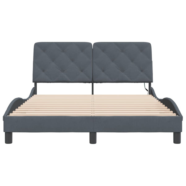 vidaXL LED Bed Frame without Mattress Dark Grey 140x190 cm Velvet