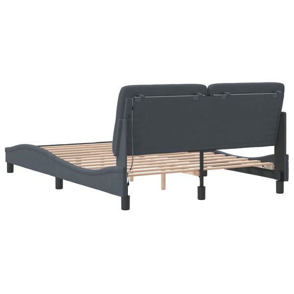 vidaXL LED Bed Frame without Mattress Dark Grey 140x190 cm Velvet