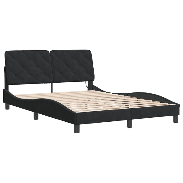 vidaXL LED Bed Frame without Mattress Black 140x190 cm Velvet