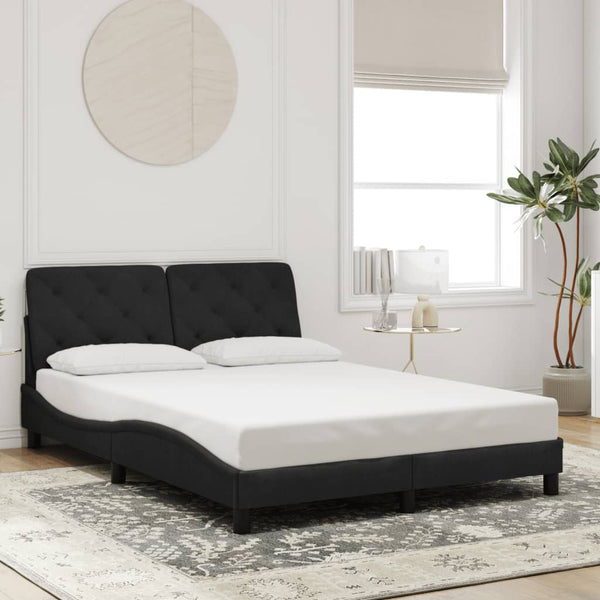 vidaXL LED Bed Frame without Mattress Black 140x190 cm Velvet