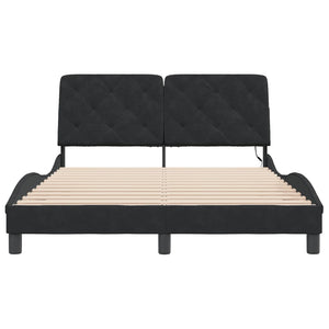 vidaXL LED Bed Frame without Mattress Black 140x190 cm Velvet