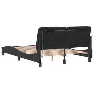 vidaXL LED Bed Frame without Mattress Black 140x190 cm Velvet