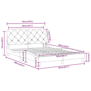 vidaXL LED Bed Frame without Mattress Dark Green 140x190 cm Velvet