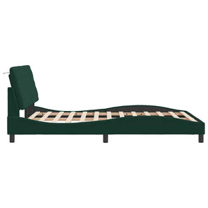 vidaXL LED Bed Frame without Mattress Dark Green 140x190 cm Velvet
