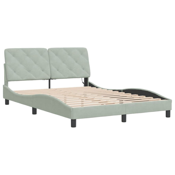 vidaXL LED Bed Frame without Mattress Light Grey 140x200 cm Velvet