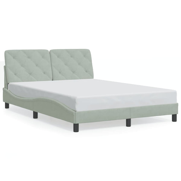vidaXL LED Bed Frame without Mattress Light Grey 140x200 cm Velvet