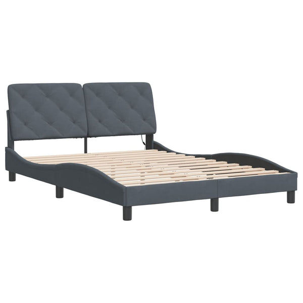 vidaXL LED Bed Frame without Mattress Dark Gray 140x200 cm Velvet
