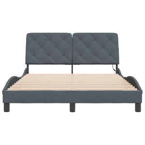 vidaXL LED Bed Frame without Mattress Dark Gray 140x200 cm Velvet