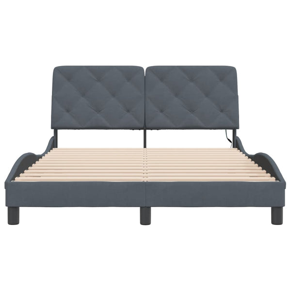 vidaXL LED Bed Frame without Mattress Dark Gray 140x200 cm Velvet