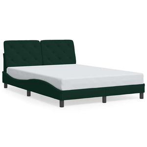 vidaXL LED Bed Frame without Mattress Dark Green 140x200 cm Velvet