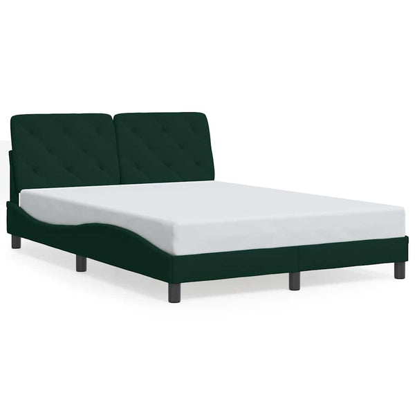 vidaXL LED Bed Frame without Mattress Dark Green 140x200 cm Velvet