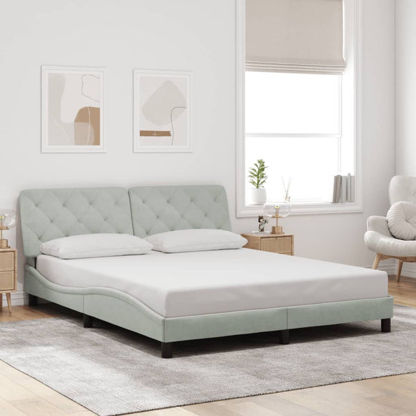 vidaXL LED Bed Frame without Mattress Light Gray 160x200 cm Velvet