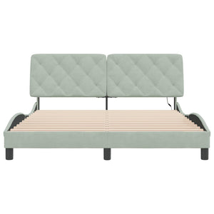 vidaXL LED Bed Frame without Mattress Light Gray 160x200 cm Velvet