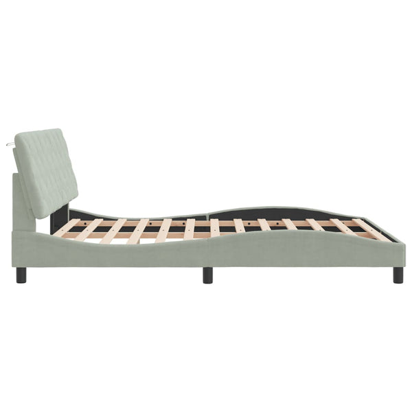 vidaXL LED Bed Frame without Mattress Light Gray 160x200 cm Velvet