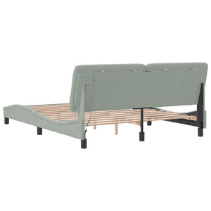 vidaXL LED Bed Frame without Mattress Light Gray 160x200 cm Velvet