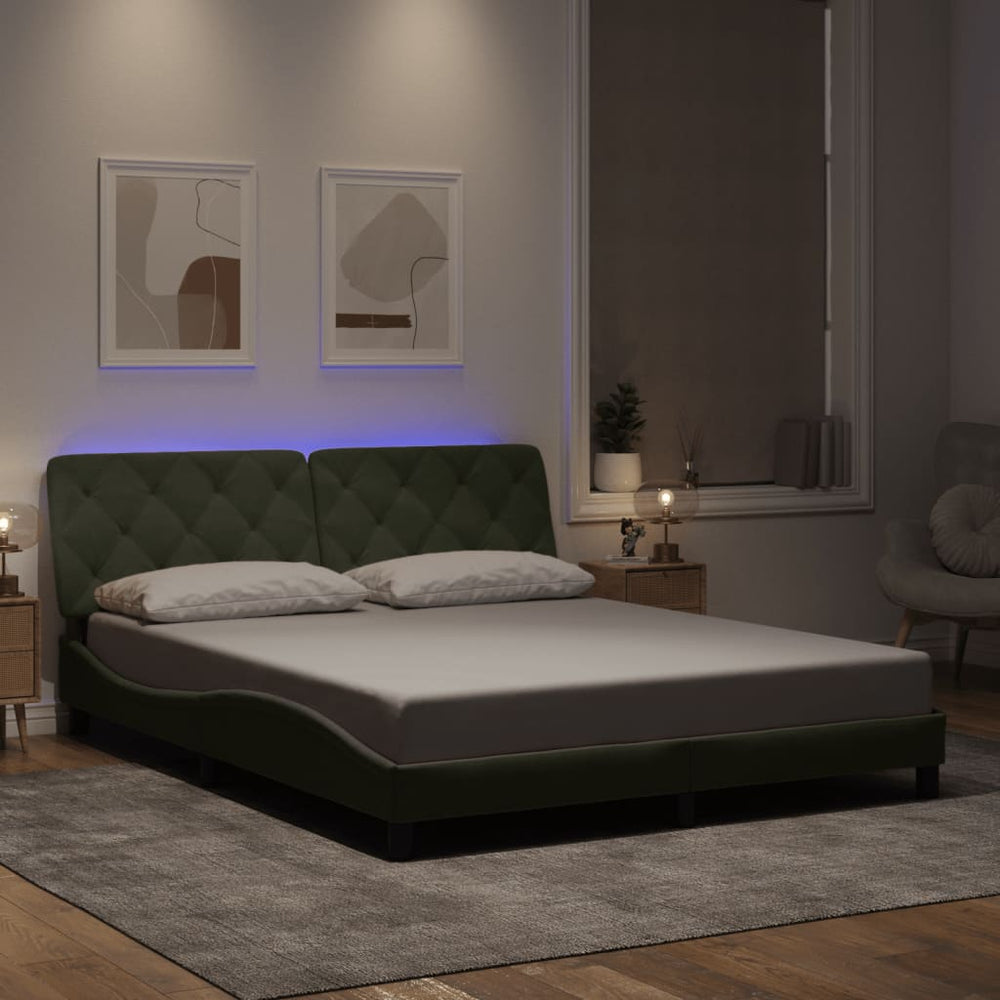 vidaXL LED Bed Frame without Mattress Light Gray 160x200 cm Velvet