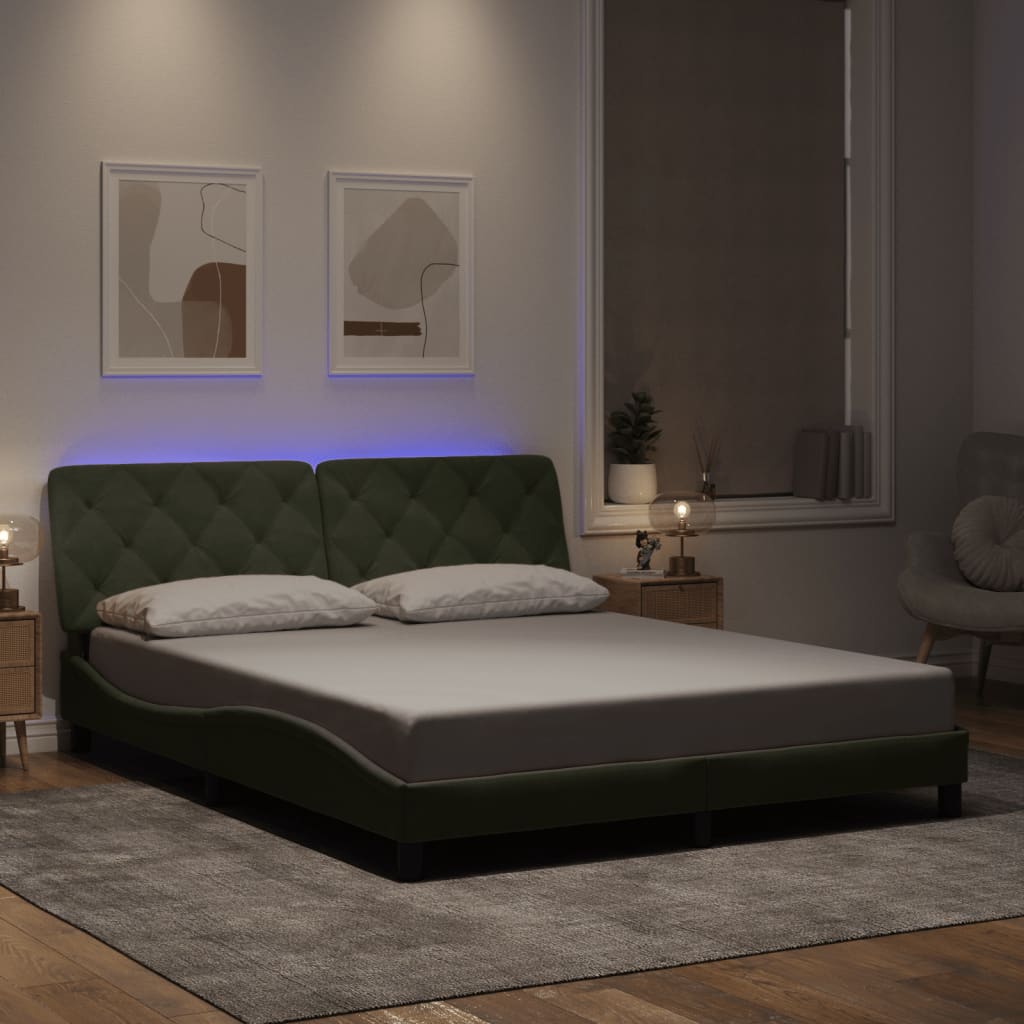 vidaXL LED Bed Frame without Mattress Light Gray 160x200 cm Velvet