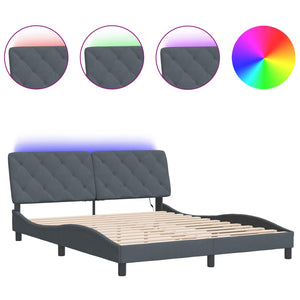 vidaXL LED Bed Frame without Mattress Dark Grey 160x200 cm Velvet