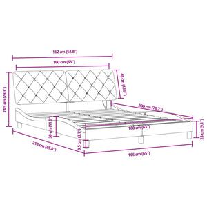 vidaXL LED Bed Frame without Mattress Dark Grey 160x200 cm Velvet