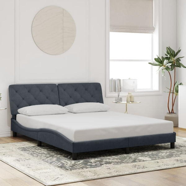 vidaXL LED Bed Frame without Mattress Dark Grey 160x200 cm Velvet